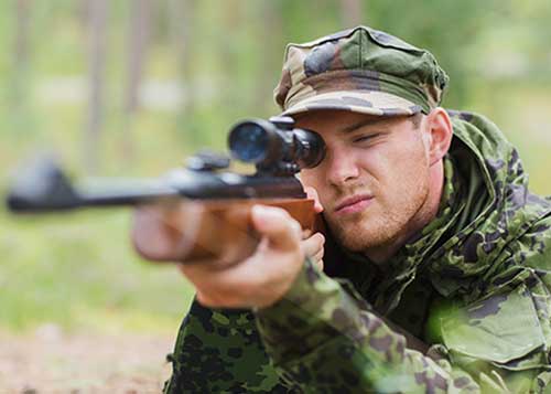 Hunter with Eye on Gun Scope